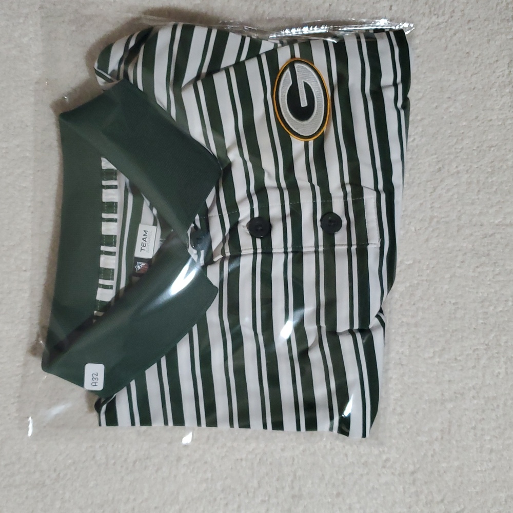 Green Bay Packers NFL Team Apparel Polo Shirt‎ Mens L White Green Short Sleeve - Picture 6 of 6